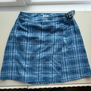 Brandy Melville John Galt Blue Plaid Skirt with Buckle